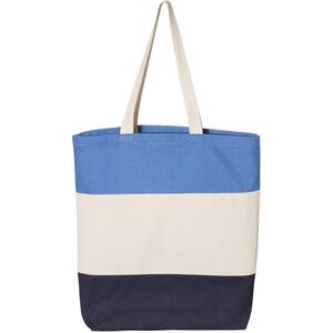 NWOT Tricolor Blue Cotton Canvas Tote